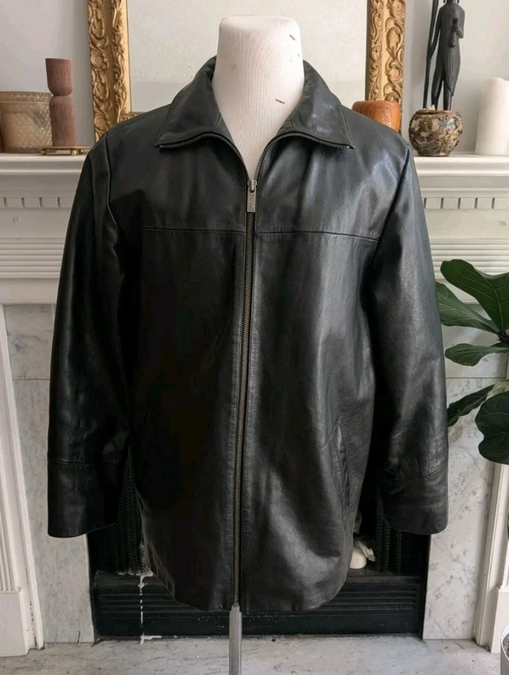 Vintage 90s Y2K Wilsons Pelle Studio Black Leather Jacket Sz M Matrix Minimalist